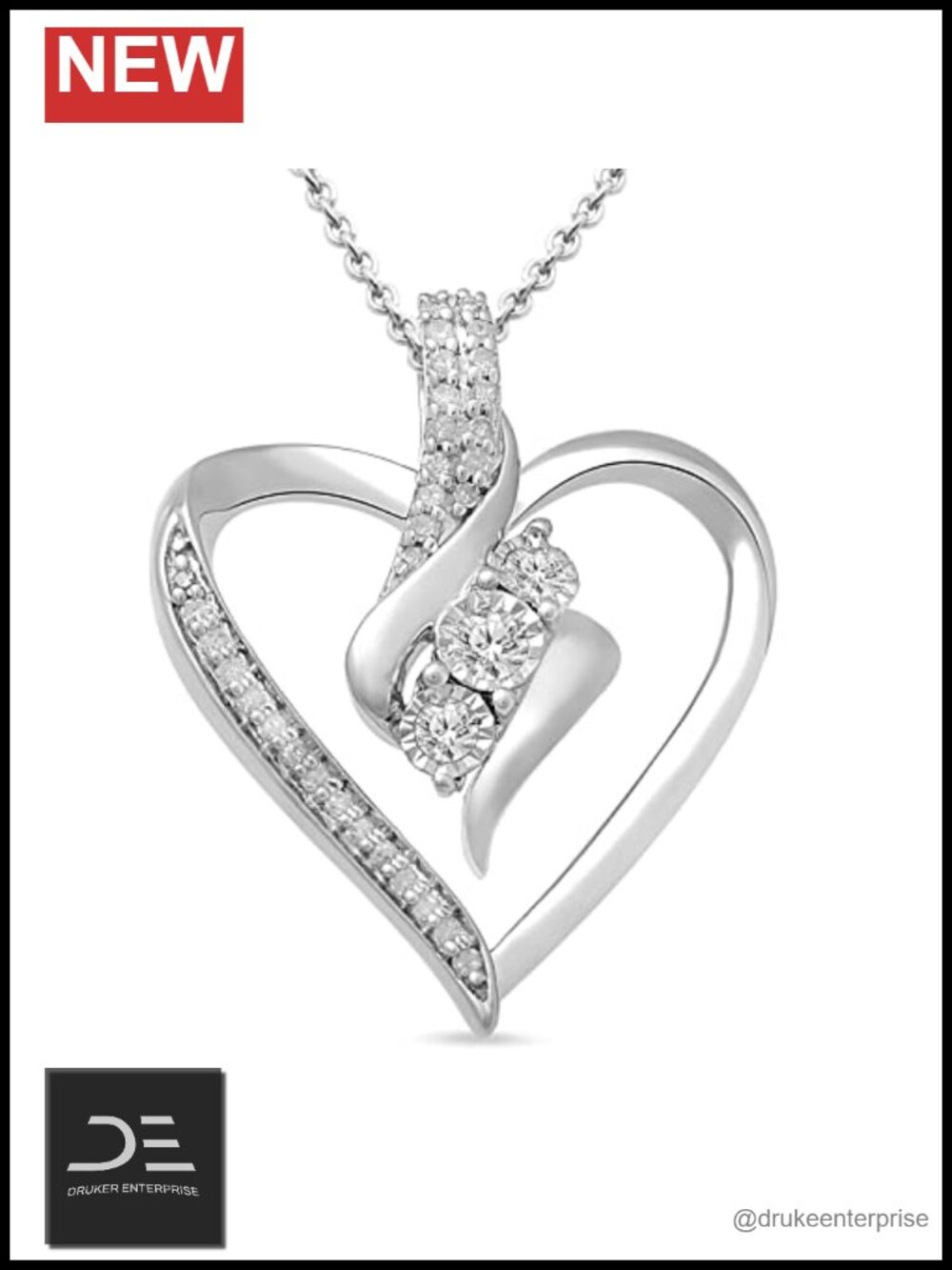 Sterling Silver Diamond Heart Pendant Necklace 18 inch 0.25 cttw